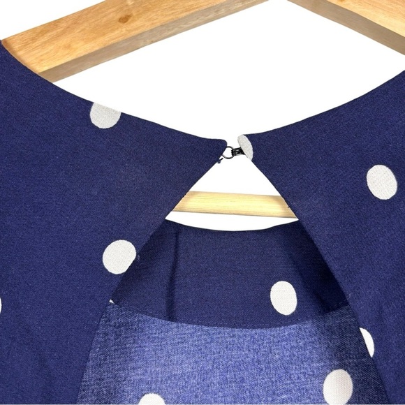 & OTHER STORIES POLKA DOT CUTOUT NAVY WHITE MINI DRESS - Picture 9 of 11